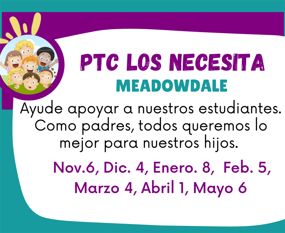 Nov.6, 2023 - 5:30pm  PTC Meeting / Junta de Padres y Maestros PTC  